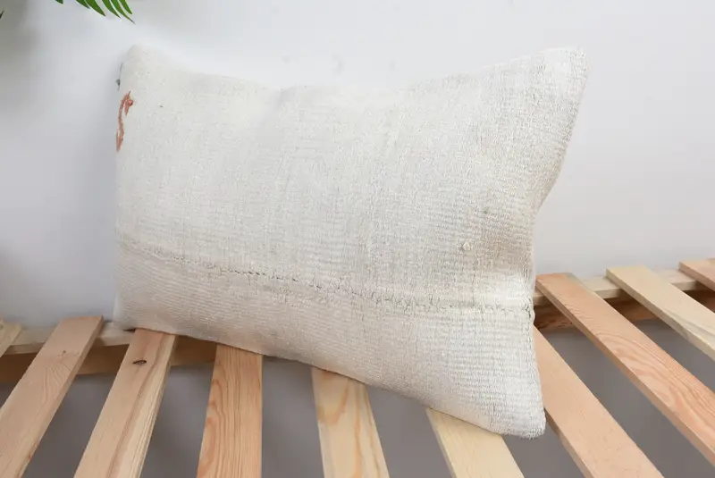 Turkish Corner Cushion Cover, 12x20 White Cushion Cover, Cushion Case, Handmade Pillow Sham, Pillow for Couch, Gift Pillow, Kilim Pillow - 7
