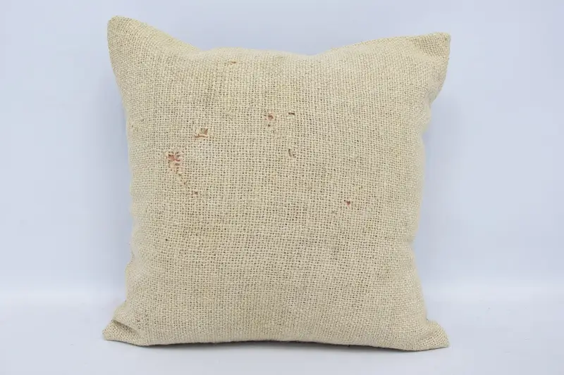 Vintage Gift Farmhouse Pillow Sham, Beige 16x16 inch Plaid Square Pillow Case - 1