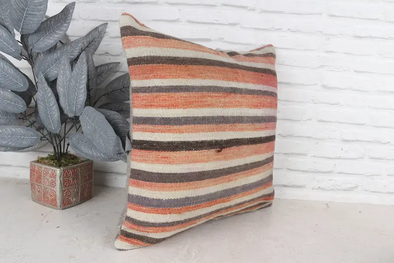 Crochet Pattern Cushion Cover, Vintage Kilim Pillow, Boho Pillow Sham Cover, 20x20 Red Cushion Cover, Cushion, Pillow for Sofa - 4