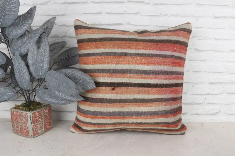 Crochet Pattern Cushion Cover, Vintage Kilim Pillow, Boho Pillow Sham Cover, 20x20 Red Cushion Cover, Cushion, Pillow for Sofa - 1