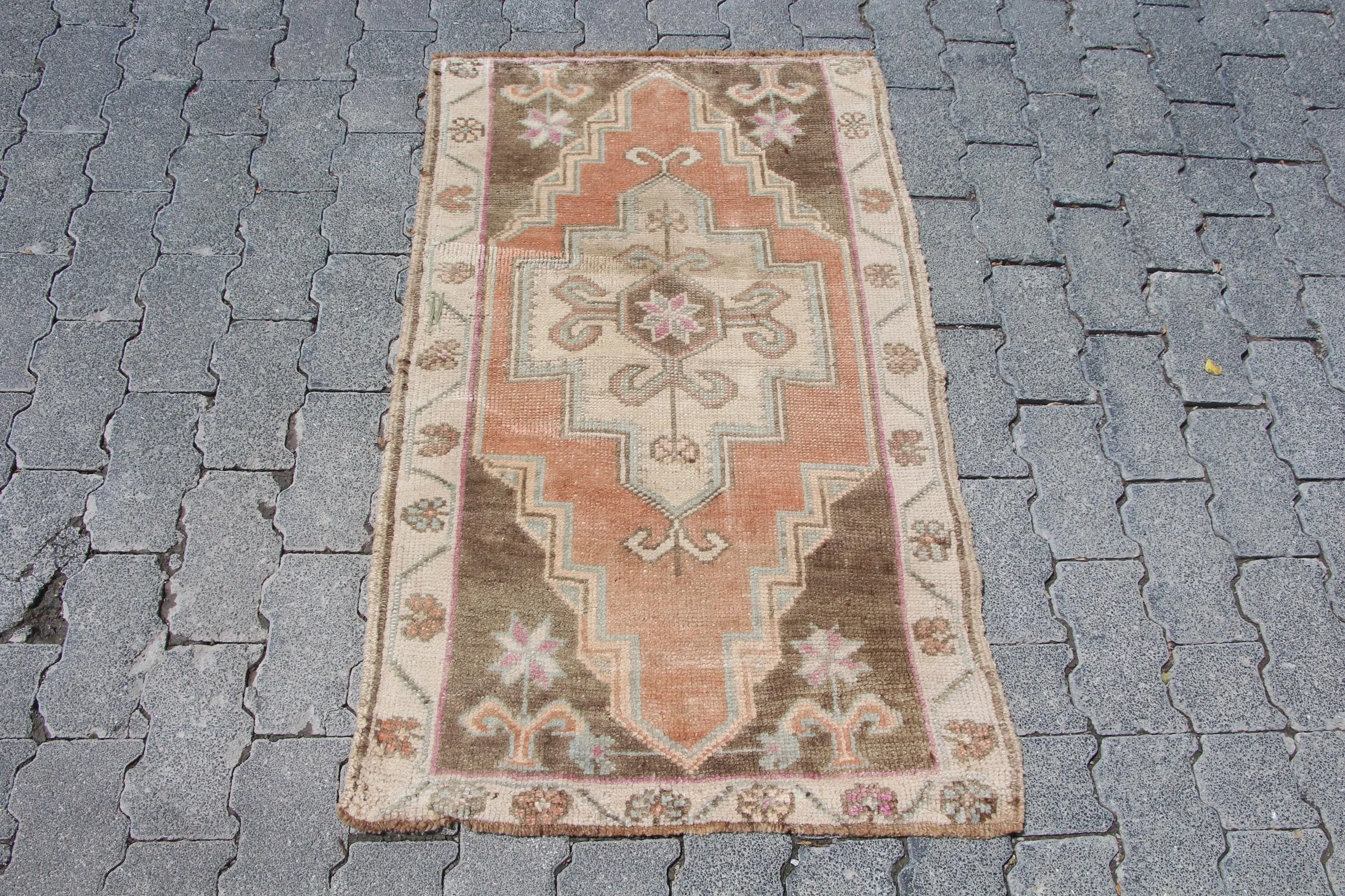 2.2x3.6 ft Turkish Rug, Brown Vintage Wool Rug - 1