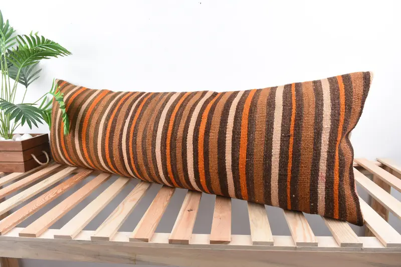 Couch Cushion Cover, 16x48 Brown Pillow Case, Throw Kilim Pillow, Vintage Throw Cushion Case, Cushion Case, Turkish Pillow, Antique Pillows - 5