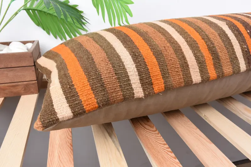 Couch Cushion Cover, 16x48 Brown Pillow Case, Throw Kilim Pillow, Vintage Throw Cushion Case, Cushion Case, Turkish Pillow, Antique Pillows - 6