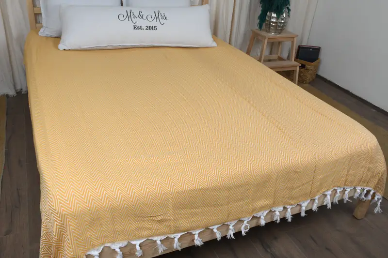 Bedspread, Shower Curtain, Bachelorette Party Gifts For Bride, 96x80 Cotton Chevron Towel, Christmas Gift Blanket, Bridal Shower Gift, Woven Blanket - 8