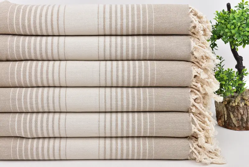 Quick-dry peshtemal, Best lightweight Turkish towel for travel USA, Fouta towel, Beach towel, Mother Of The Groom Gift, 60x38 Cotton Striped Towel - 3