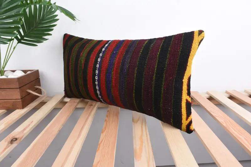 Comfy Throw Pillow Cover, Cushion Case, Pet Pillow Case, 12x24 Green Pillow Case, Antique Pillows, Handmade Kilim Cushion, Pillow for Sofa - 5