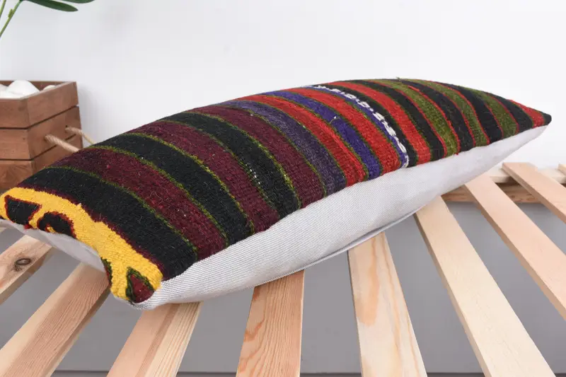 Comfy Throw Pillow Cover, Cushion Case, Pet Pillow Case, 12x24 Green Pillow Case, Antique Pillows, Handmade Kilim Cushion, Pillow for Sofa - 6