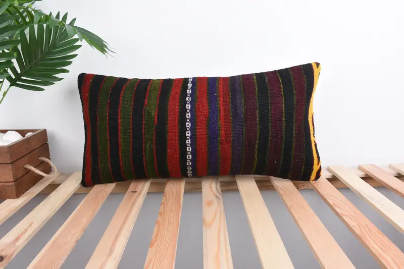 Comfy Throw Pillow Cover, Cushion Case, Pet Pillow Case, 12x24 Green Pillow Case, Antique Pillows, Handmade Kilim Cushion, Pillow for Sofa - 1