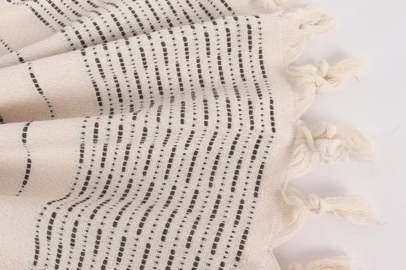 98x92 Cotton Striped Design Towel, Turkish Bedcover, Throw Blanket, Custom Wedding Gifts, Gifts For Him, Bedspread, Turkish Cotton Blanket - 8