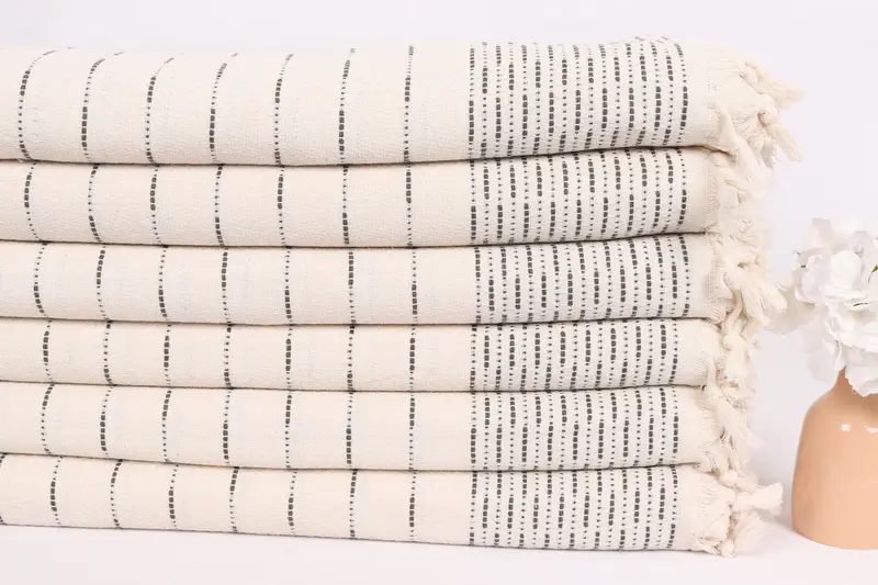 98x92 Cotton Striped Design Towel, Turkish Bedcover, Throw Blanket, Custom Wedding Gifts, Gifts For Him, Bedspread, Turkish Cotton Blanket - 3