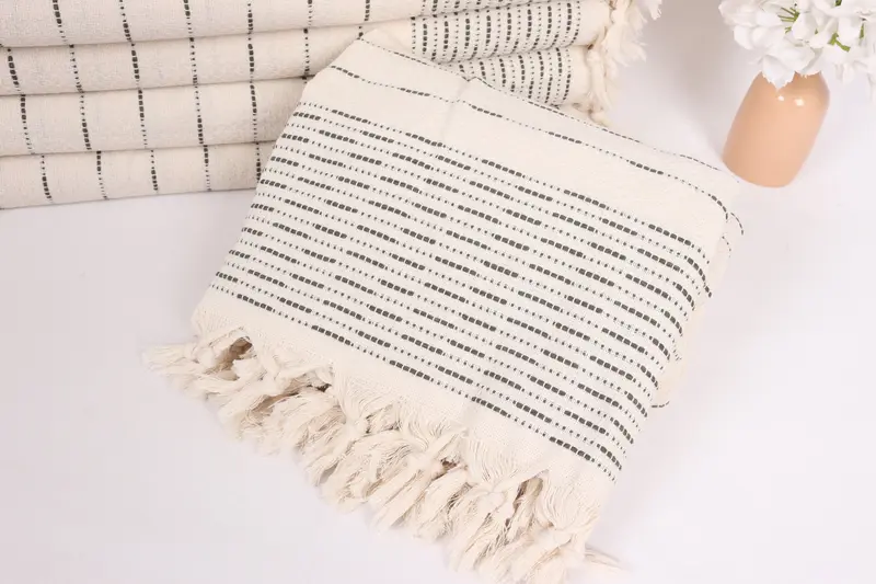 98x92 Cotton Striped Design Towel, Turkish Bedcover, Throw Blanket, Custom Wedding Gifts, Gifts For Him, Bedspread, Turkish Cotton Blanket - 4