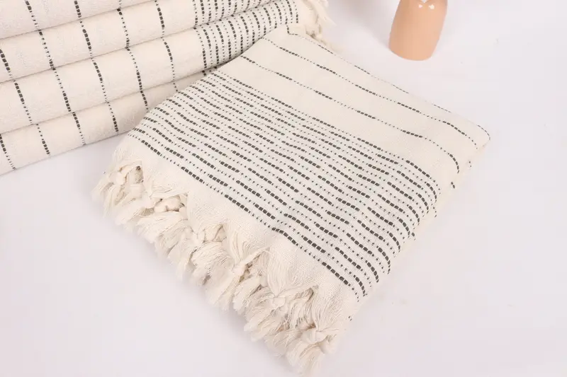 98x92 Cotton Striped Design Towel, Turkish Bedcover, Throw Blanket, Custom Wedding Gifts, Gifts For Him, Bedspread, Turkish Cotton Blanket - 5