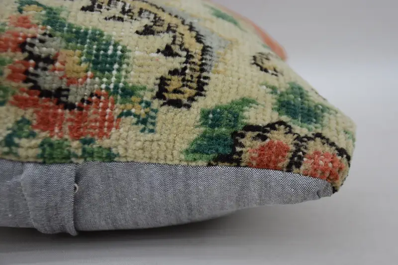 Boho Pillow Sham Cover, Pillow Sham, Pillow for Sofa, Ethnical Kilim Rug Pillow, Pet Pillow Case, Ethnic Throw Pillow, 12x12 Beige Pillow - 5
