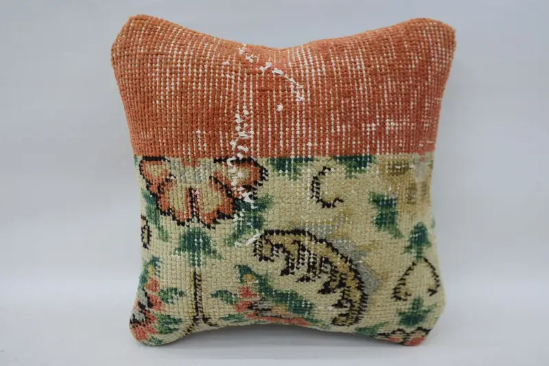 Boho Pillow Sham Cover, Pillow Sham, Pillow for Sofa, Ethnical Kilim Rug Pillow, Pet Pillow Case, Ethnic Throw Pillow, 12x12 Beige Pillow - 4