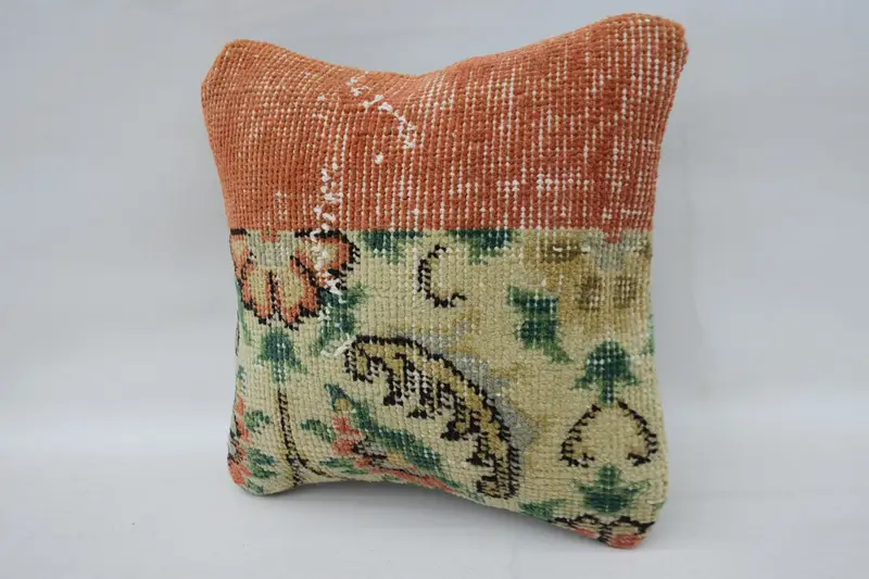 Boho Pillow Sham Cover, Pillow Sham, Pillow for Sofa, Ethnical Kilim Rug Pillow, Pet Pillow Case, Ethnic Throw Pillow, 12x12 Beige Pillow - 3