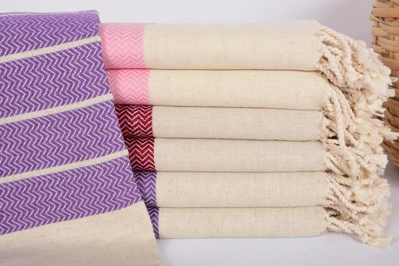 Wedding Gift Turkish Pink Zig Zag Bath Towel, 67x40 Inches