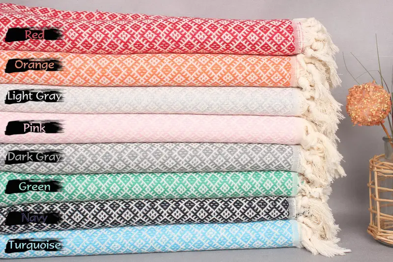 Custom Diamond Towel Organic Cotton Anniversary Towel, 40x71 Inches