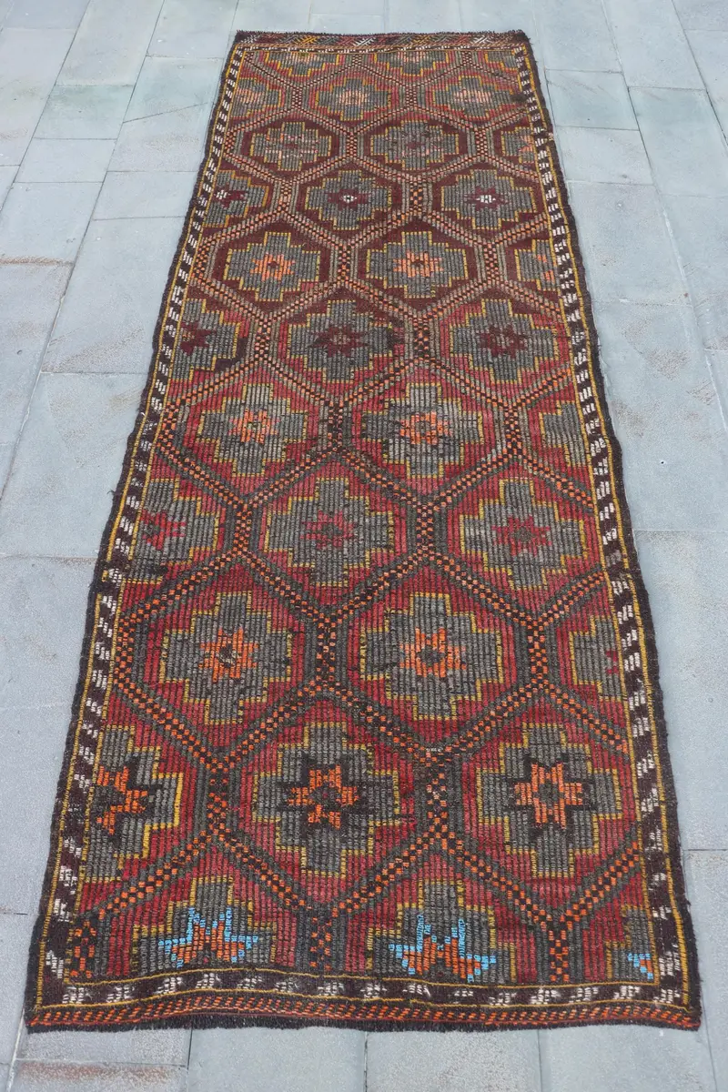 Red & Orange Polka Dot Rug, 4x11.2 ft Chic Decor