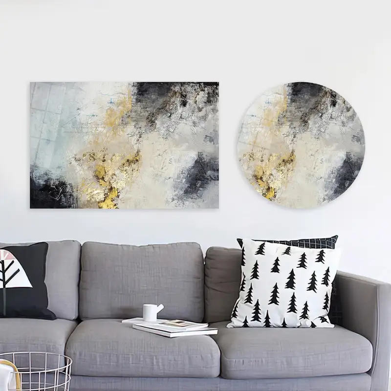 現代的なゴールドきらめく石膏キャンバスアートプリント