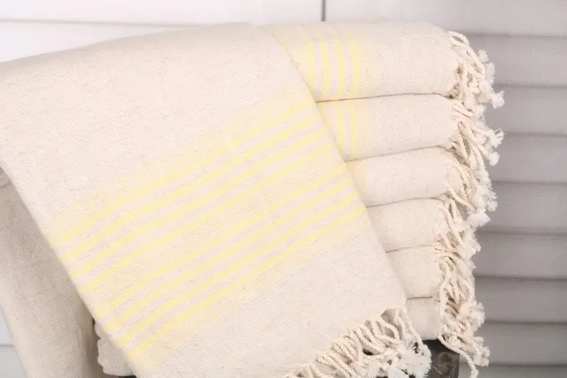 Custom Gift Yellow Linen Towel Bath, 40x67 Inches