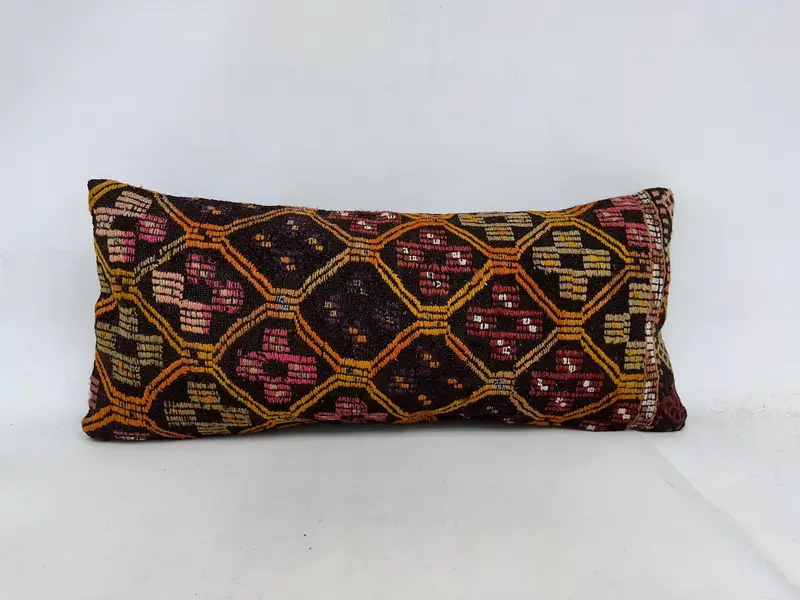 Gift Pillow, Outdoor Patio Cushion, Boho Pillow, Pillow Case, Bolster Throw Pillow, 16x36 Orange Cushion Case, Antique Pillows - 1