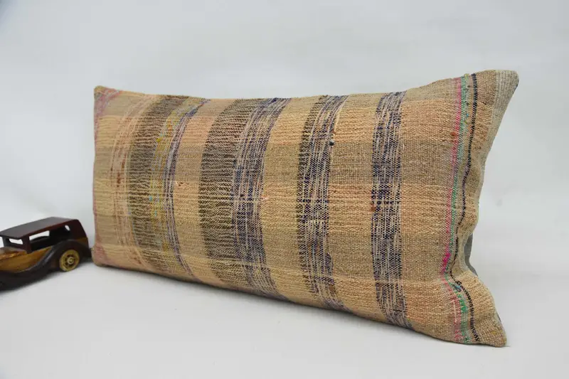 12x24 Beige Cushion Case, Cushion, Bolster Pillow Sham, Turkish Pillow, Vintage Kilim Throw Pillow, Ethnical Kilim Rug Pillow - 3