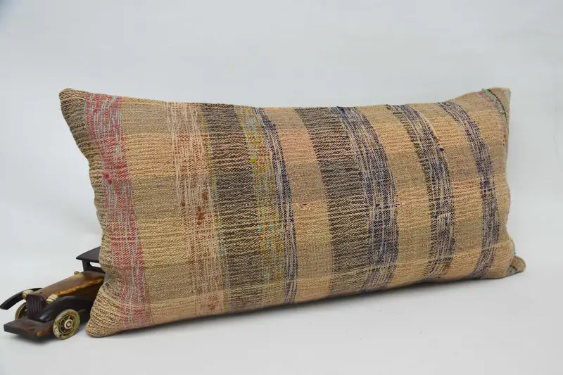 12x24 Beige Cushion Case, Cushion, Bolster Pillow Sham, Turkish Pillow, Vintage Kilim Throw Pillow, Ethnical Kilim Rug Pillow - 2
