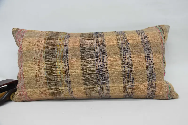 12x24 Beige Cushion Case, Cushion, Bolster Pillow Sham, Turkish Pillow, Vintage Kilim Throw Pillow, Ethnical Kilim Rug Pillow - 4