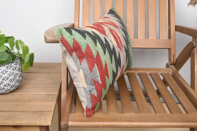 12x20 Red Cushion Case, Cushion, Throw Kilim Pillow, Vintage Kilim Pillow, Boho Pillow Sham Cover, Nautical Throw Cushion Cover - 2