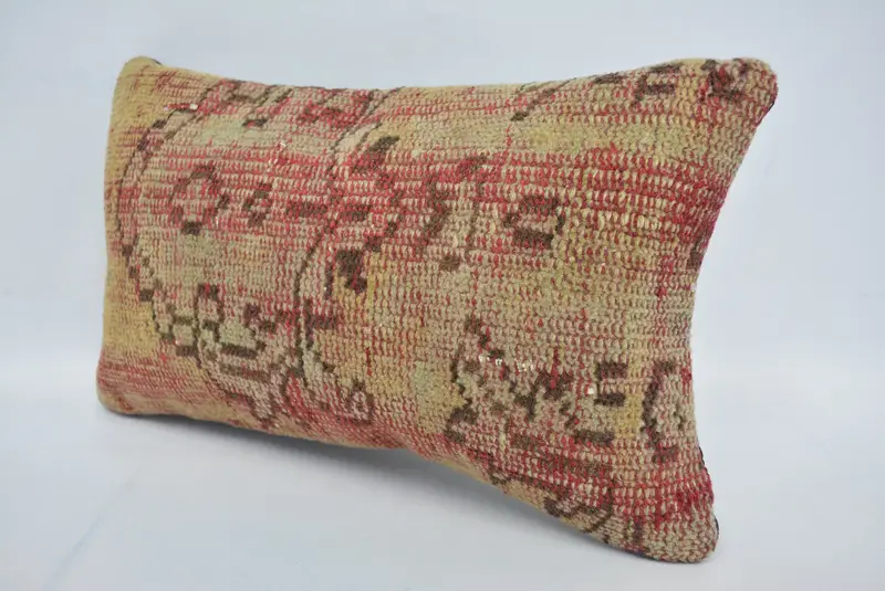 Antique Pillows, Kilim Pillow, Gift Pillow, Bench Pillow Cover, Cushion Cover, Bright Pillow Case, Boho Throw Pillow Case, 12x20 Beige Pillow Case - 4