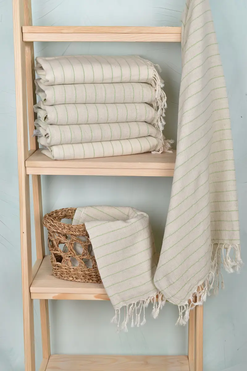 Custom Towel, Custom Gift, Spa Towel, 64x38 Linen Striped Towel, Beach towel, Best Friend Gift Ideas, Sand-resistant Turkish towel for travel - 3