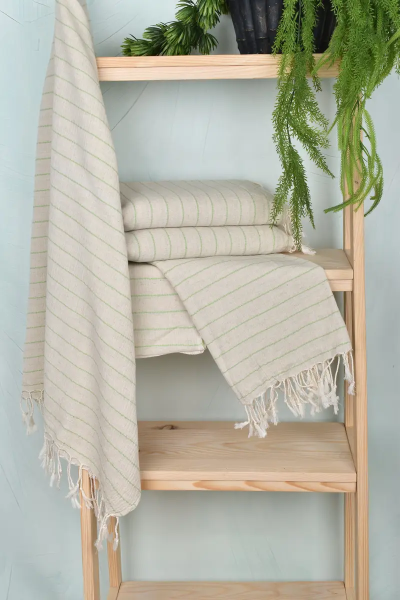 Custom Towel, Custom Gift, Spa Towel, 64x38 Linen Striped Towel, Beach towel, Best Friend Gift Ideas, Sand-resistant Turkish towel for travel - 6