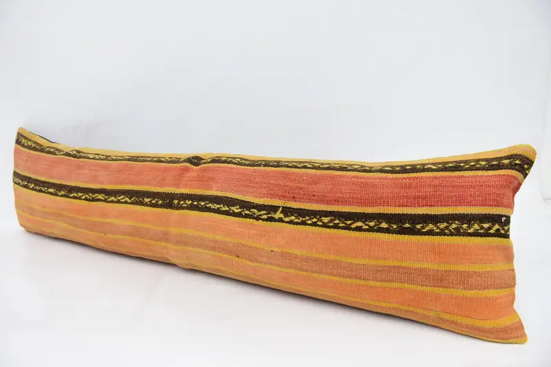 Throw Kilim Pillow, Kilim Pillow, Pillow Cover, Pet Pillow Cover, Handmade Kilim Cushion, 12x48 Beige Cushion Cover, Couch Pillow Case - 4