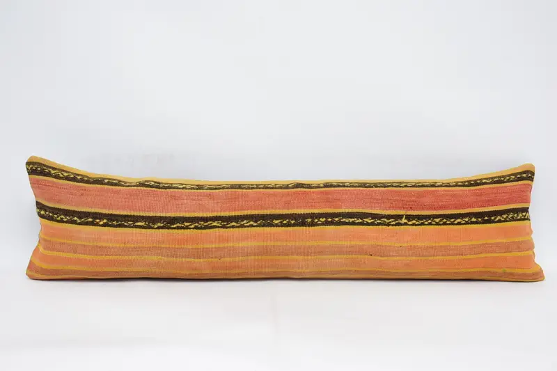 Throw Kilim Pillow, Kilim Pillow, Pillow Cover, Pet Pillow Cover, Handmade Kilim Cushion, 12x48 Beige Cushion Cover, Couch Pillow Case - 1