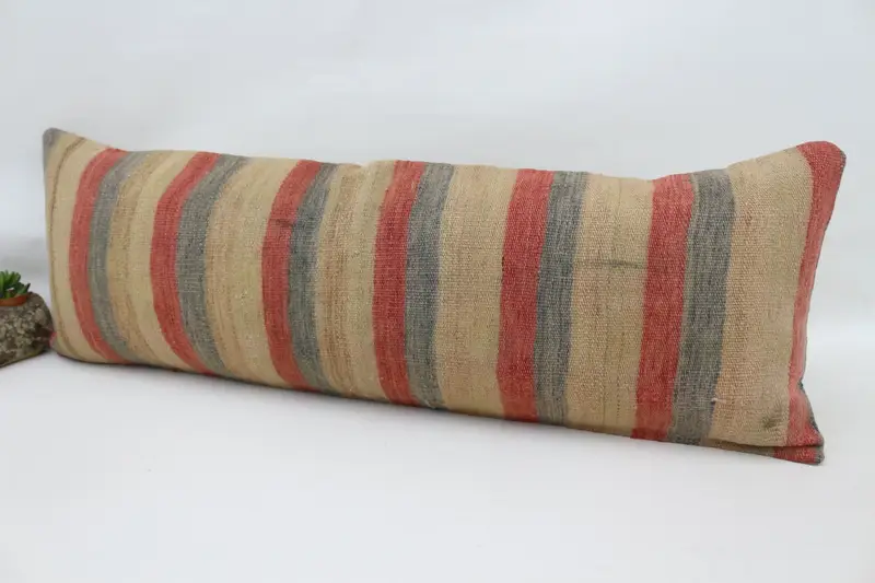 Boho Pillow Sham Cover, Turkish Pillow, 12x36 Beige Pillow Cover, Southwestern Pillow Sham, Kilim Pillow Cover, Pillow Case - 5