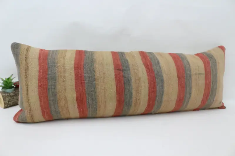 Boho Pillow Sham Cover, Turkish Pillow, 12x36 Beige Pillow Cover, Southwestern Pillow Sham, Kilim Pillow Cover, Pillow Case - 3