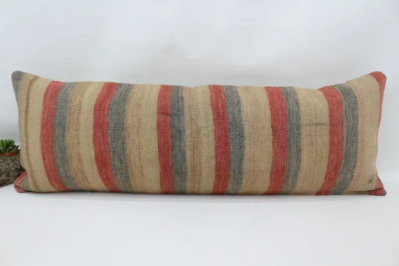 Boho Pillow Sham Cover, Turkish Pillow, 12x36 Beige Pillow Cover, Southwestern Pillow Sham, Kilim Pillow Cover, Pillow Case - 1