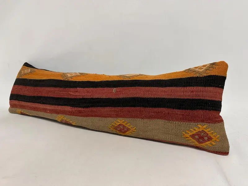 Pillow Cover, 12x43 Brown Pillow Sham, Turkish Pillow, Aesthetic Cushion Case, Patio Pillow, Kilim Pillow Cover, Vintage Pillow, Bed Pillow Case - 3