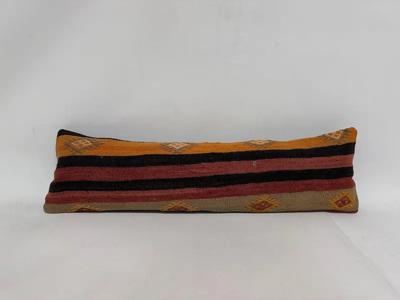 Pillow Cover, 12x43 Brown Pillow Sham, Turkish Pillow, Aesthetic Cushion Case, Patio Pillow, Kilim Pillow Cover, Vintage Pillow, Bed Pillow Case - 1