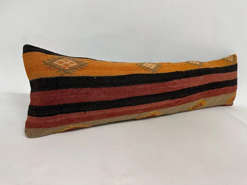 Pillow Cover, 12x43 Brown Pillow Sham, Turkish Pillow, Aesthetic Cushion Case, Patio Pillow, Kilim Pillow Cover, Vintage Pillow, Bed Pillow Case - 2