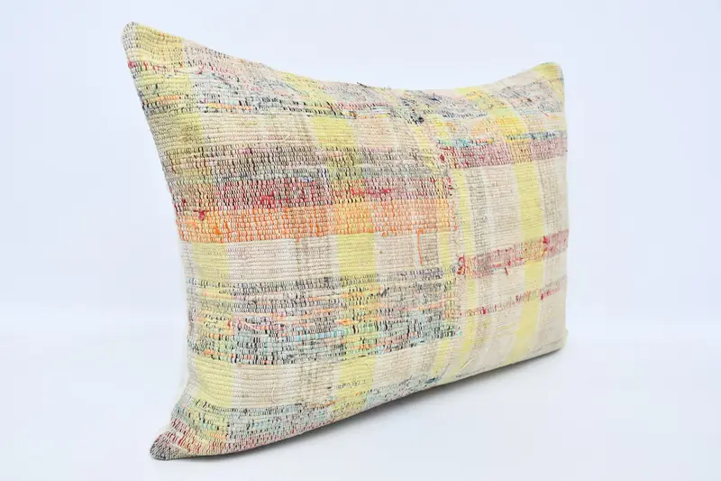 Interior Designer Pillow, Antique Pillows, Pillow Case, Boho Throw Cushion Cover, 20x28 Yellow Pillow, Handmade Kilim Cushion - 3