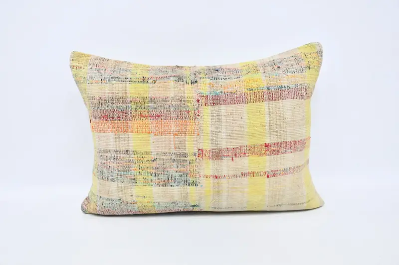 Interior Designer Pillow, Antique Pillows, Pillow Case, Boho Throw Cushion Cover, 20x28 Yellow Pillow, Handmade Kilim Cushion - 1