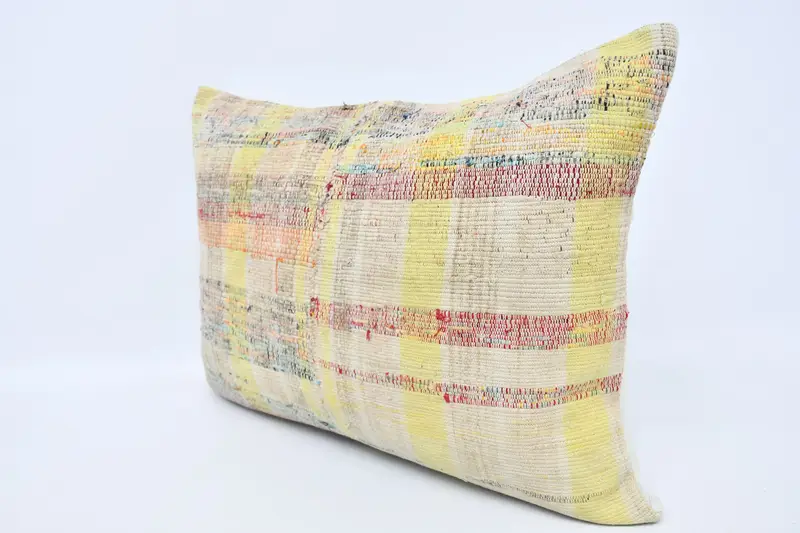 Interior Designer Pillow, Antique Pillows, Pillow Case, Boho Throw Cushion Cover, 20x28 Yellow Pillow, Handmade Kilim Cushion - 4