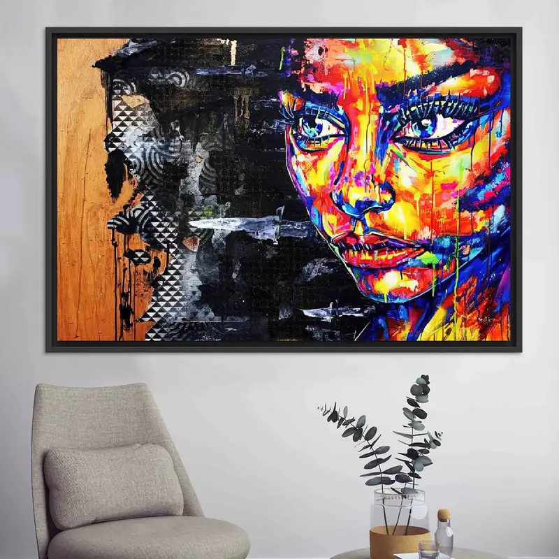 Vibrant Abstract Woman Portrait Printed Canvas Art