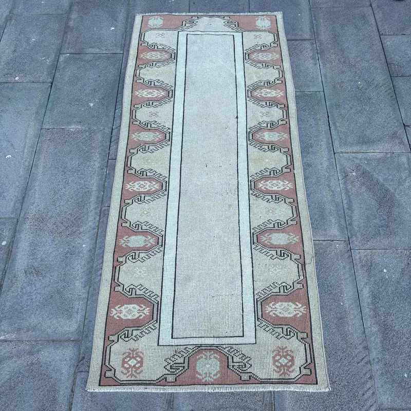 Beige & Orange Rug, 2.4x5.5 ft Animal Print