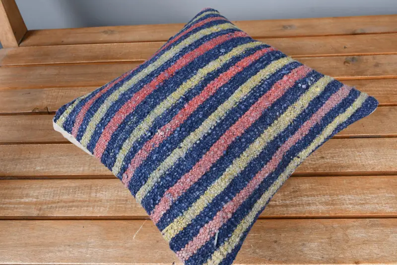 Decorative Throw Pillow Sham, Pillow for Sofa, Pillow Case, Boho Pillow, 12x12 Blue Cushion, Vintage Kilim Throw Pillow - 2