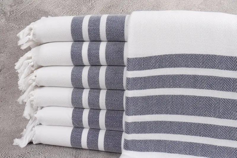 Bath Towel Organic Navy Chevron 40x71 Inches Bachelorette Gift