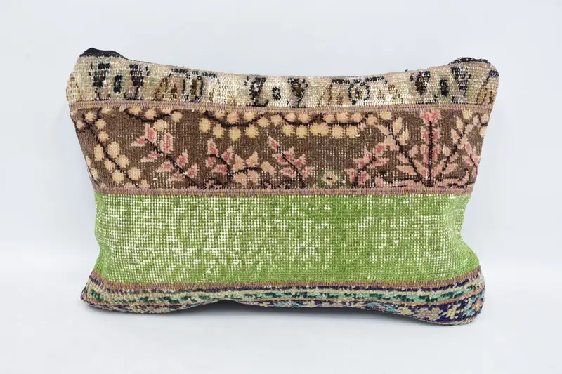 Brown & Green Geometric Pillow, 16x24 Inches Decorative Pillow