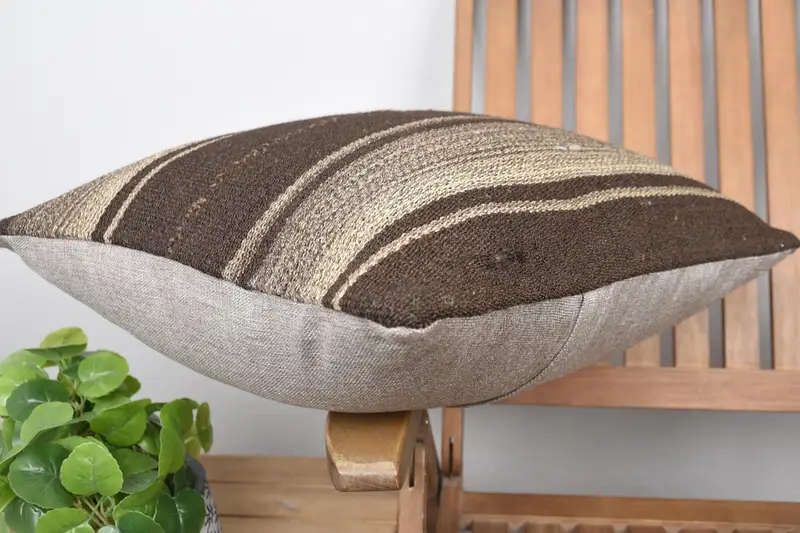 20x20 Brown Cushion Case, Cushion Case, Nomadic Cushion Cover, Vintage Pillow, Vintage Kilim Throw Pillow, Vintage Pillow Cover, Throw Kilim Pillow - 6