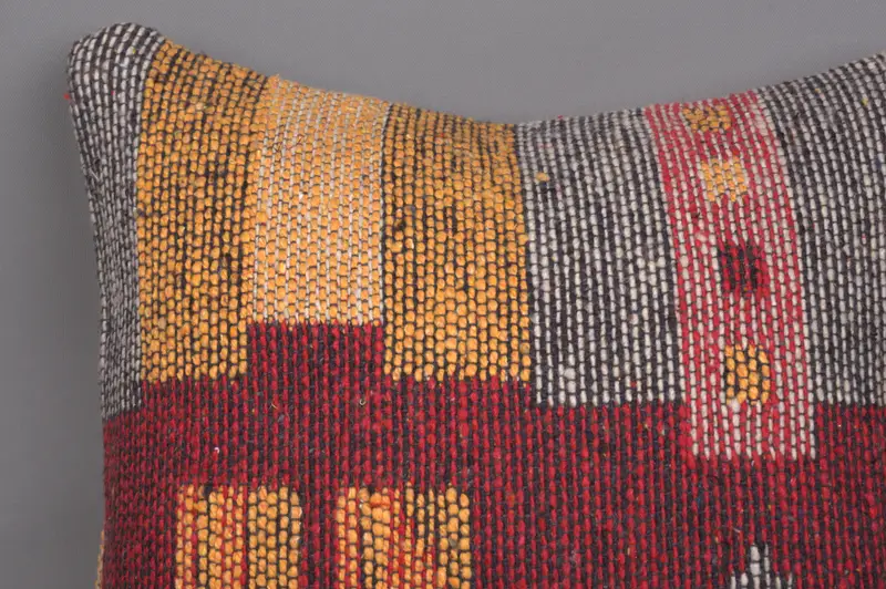 Turkish Rugs Pillow Sham, Vintage Pillow, Handmade Pillow Case, Kilim Cushion Sham, Kilim Pillow Cover, Cushion Cover, 12x12 Red Pillow - 6